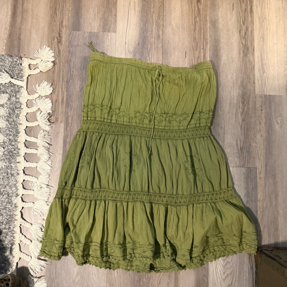 Advance Apparels Green Tiered Boho Midi Skirt